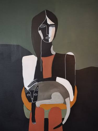 Original Cubism Portrait Painting by Iza Kono