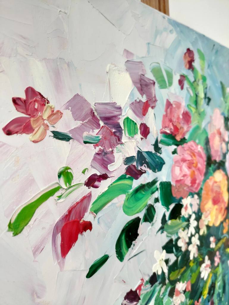 Original Abstract Floral Painting by Elena Korto