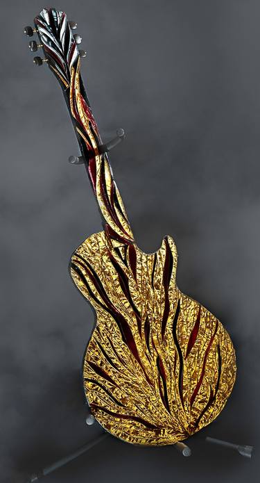 Flo-saic Glass Art - Les Paul Guitar thumb