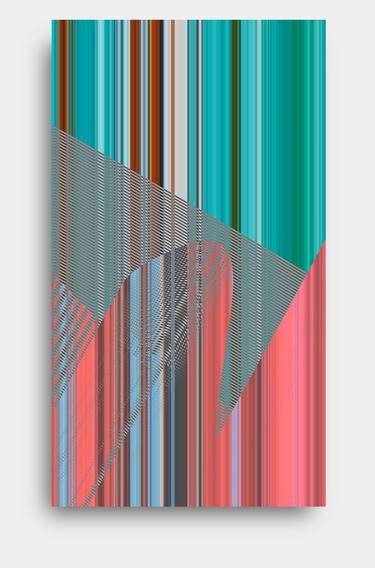 Serie: Objects + Graphic - "Sequence of Generative Graphic Lines in Red and Green Cut by Generative Graphic Elements" - Limited Edition of 1 thumb