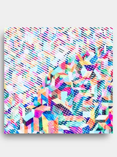 "Generative 3d graphic with graphic wave coming out of the grid" - Limited Edition of 1 thumb