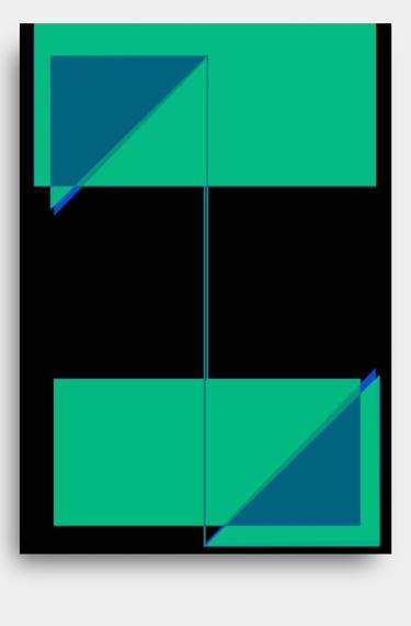Geometric Shapes with Generative Green Predominance - Limited Edition of 1 thumb
