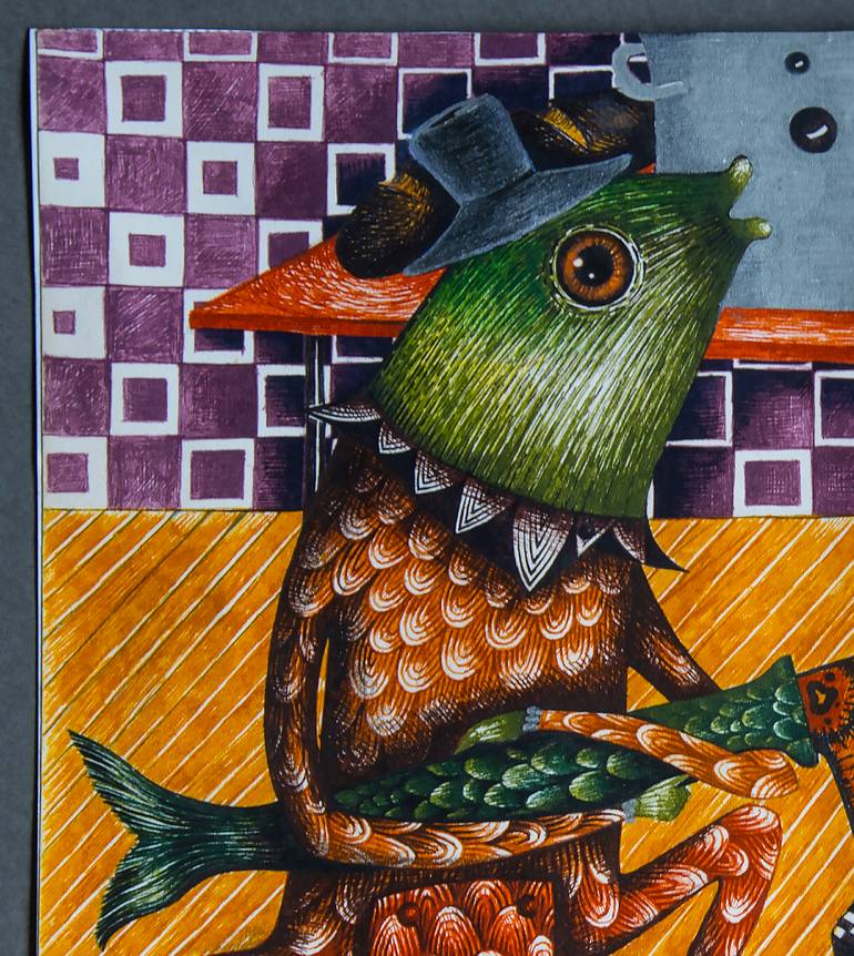 Original Surrealism Animal Drawing by Gray Isi