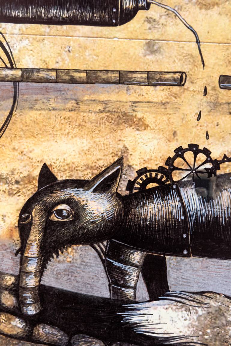 Original Surrealism Animal Mixed Media by Gray Isi