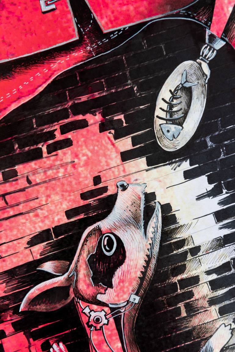 Original Surrealism Animal Mixed Media by Gray Isi