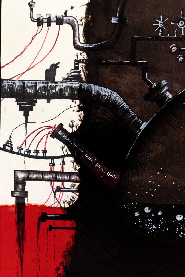 Original Surrealism Abstract Mixed Media by Gray Isi