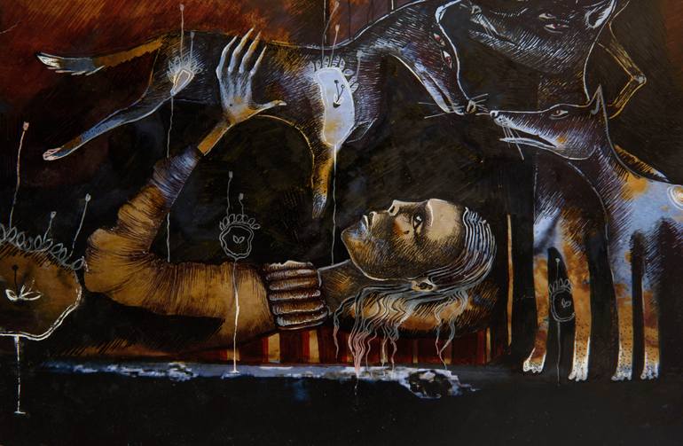 Original Surrealism Animal Mixed Media by Gray Isi