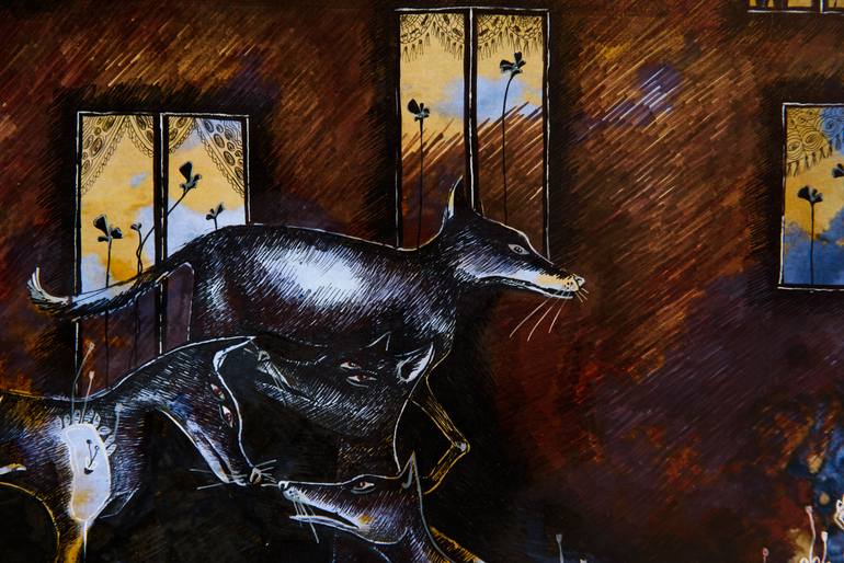 Original Surrealism Animal Mixed Media by Gray Isi