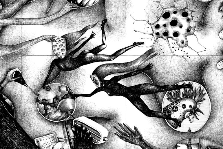 Original Surrealism Abstract Drawing by Gray Isi