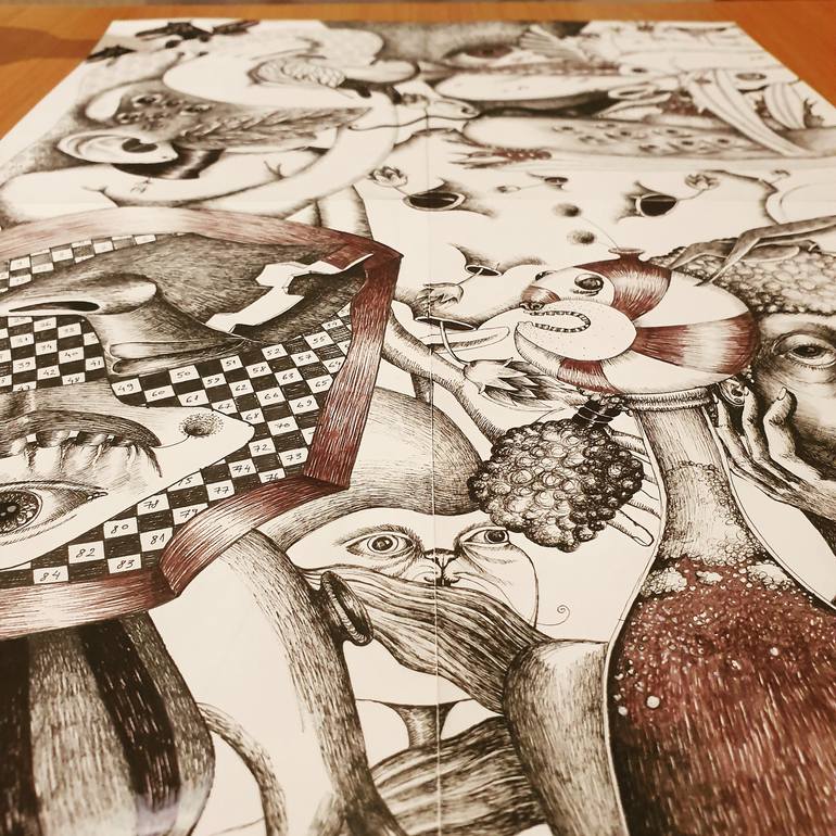 Original Surrealism Abstract Drawing by Gray Isi