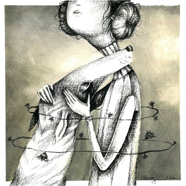 Original Illustration People Mixed Media by Gray Isi