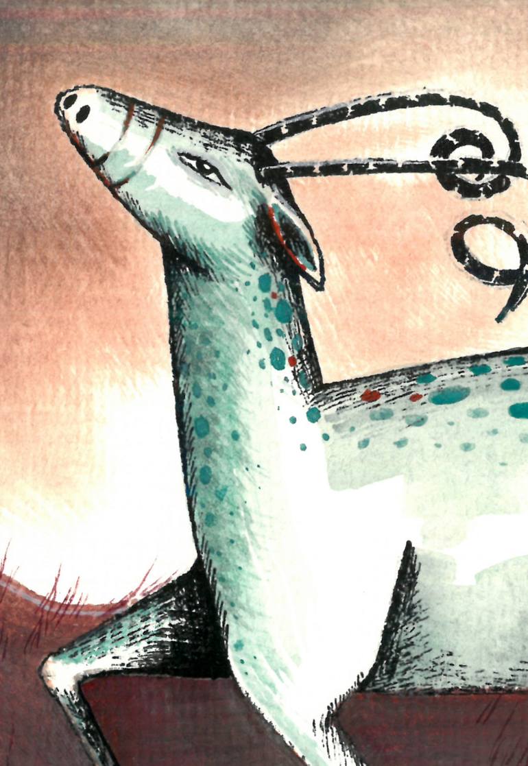Original Illustration Animal Mixed Media by Gray Isi