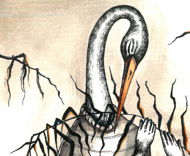 Original Illustration Animal Mixed Media by Gray Isi