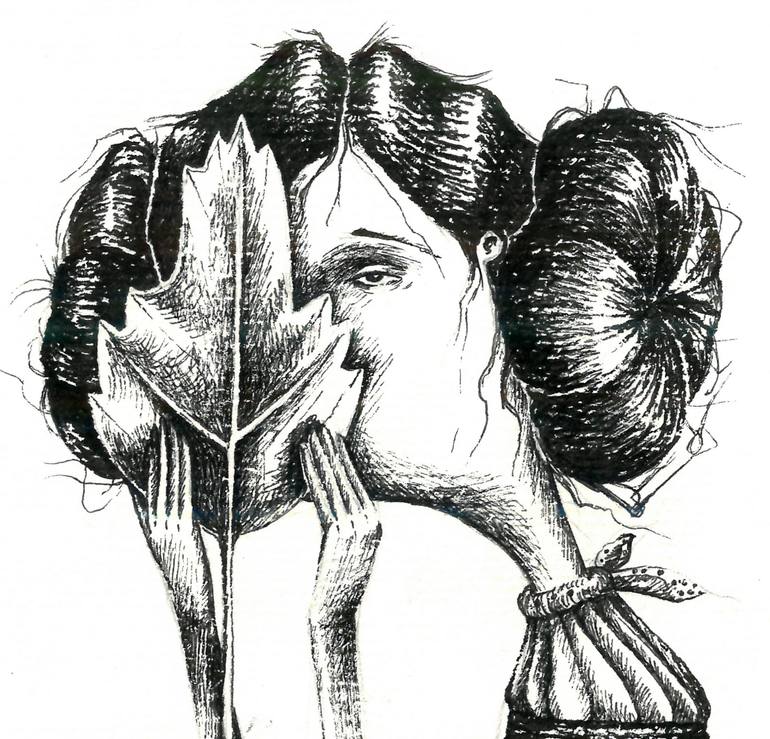 Original Black & White Nature Drawing by Gray Isi