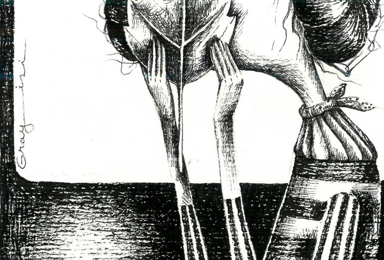 Original Black & White Nature Drawing by Gray Isi