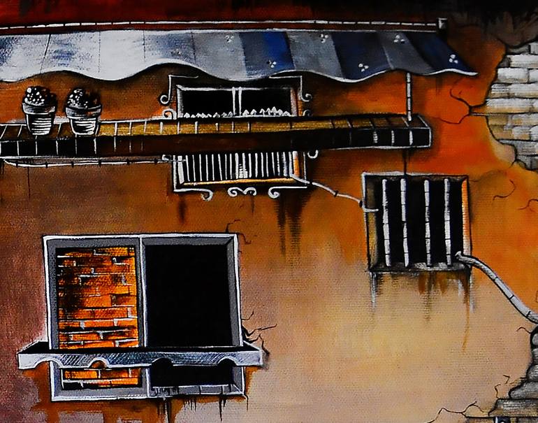 Original Fine Art Architecture Painting by Hobo's Art