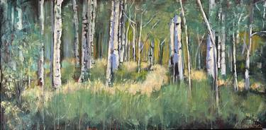 Birch Trees in the Forest in Elk County Painting by Christopher Shellhammer
