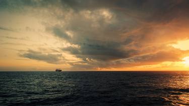 Ship at sunset thumb
