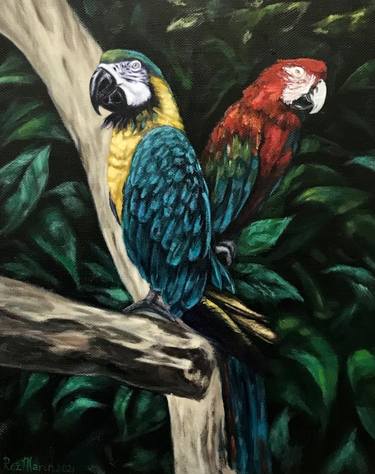 Parrots in the jungle thumb