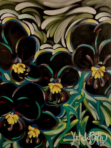 Original Abstract Botanic Paintings by Kathleen Linton