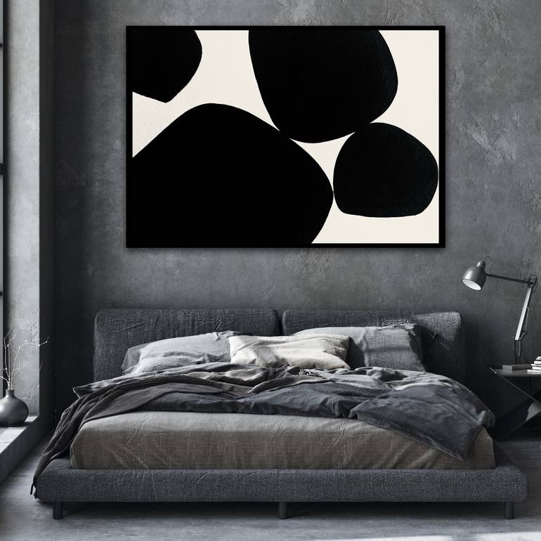Original Black & White Abstract Painting by Lana Alsamir-Diamond