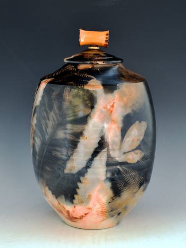 Sagger fired vessel urn ceramic B267 thumb