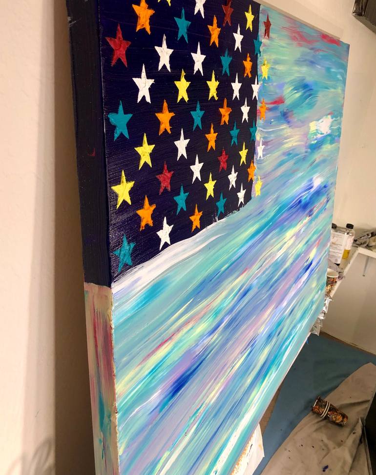 Ocean Flag Painting by Dutch Montana | Saatchi Art