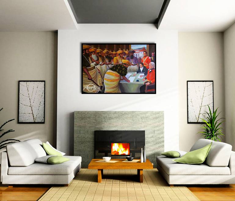 Original Art Deco Landscape Painting by Nilantha Vidanarachchi