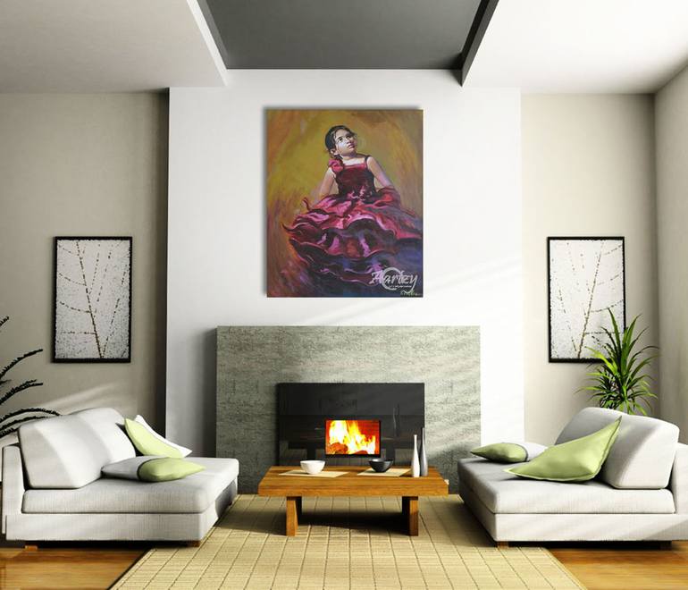 Original Art Deco Portrait Painting by Nilantha Vidanarachchi