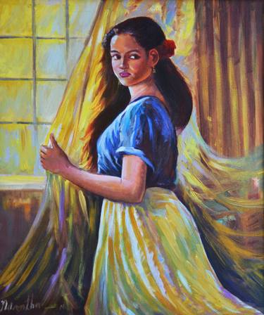 Print of Portrait Paintings by Nilantha Vidanarachchi