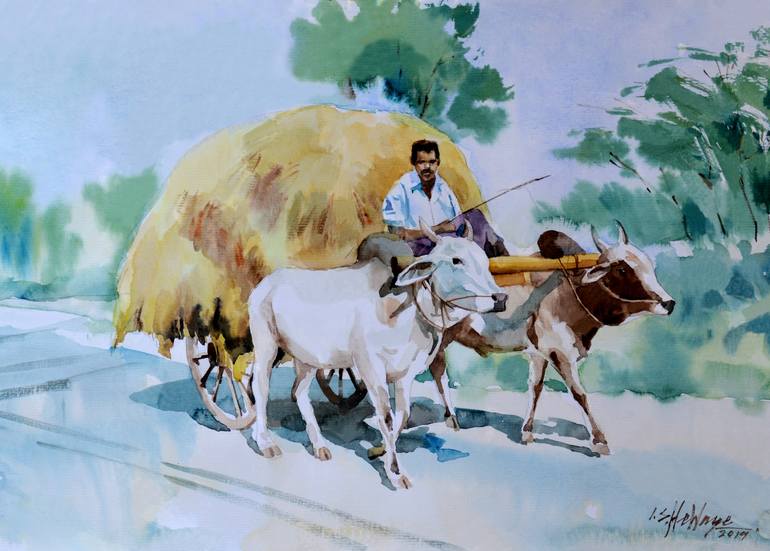 Rural Life Painting by Ishan Hewage | Saatchi Art