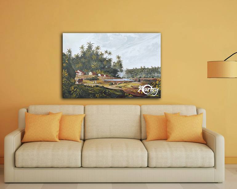 Original Art Deco Landscape Painting by Ishan Hewage