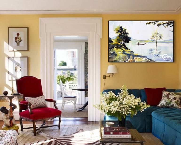 Original Art Deco Landscape Painting by Ishan Hewage