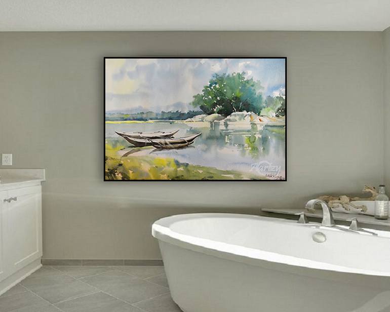 Original Art Deco Landscape Painting by Ishan Hewage
