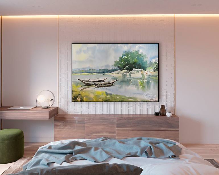 Original Art Deco Landscape Painting by Ishan Hewage