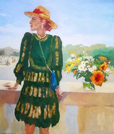 Woman in green thumb