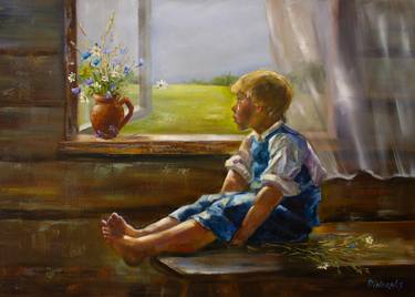 Original Realism Children Painting by Dinara Dindarova