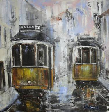 Original Impressionism Transportation Painting by Dinara Dindarova
