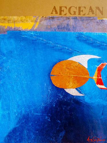 Original Expressionism Fish Collage by Ariel San Vicente