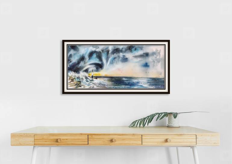 Original Illustration Seascape Painting by Olga Soldatova