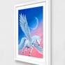 If you believe in magic the Pegasus will take you wherever your heart desires.
The moon glows in the dark.
A thin layer of varnish protects this artwork against UV and dust. Signed at the front and the back. Framed with wooden frame and non-glare, UV protective, museum glass. Ready to hang.
30 % of my part of earning for every sold painting WILL GO TO CHARITY.