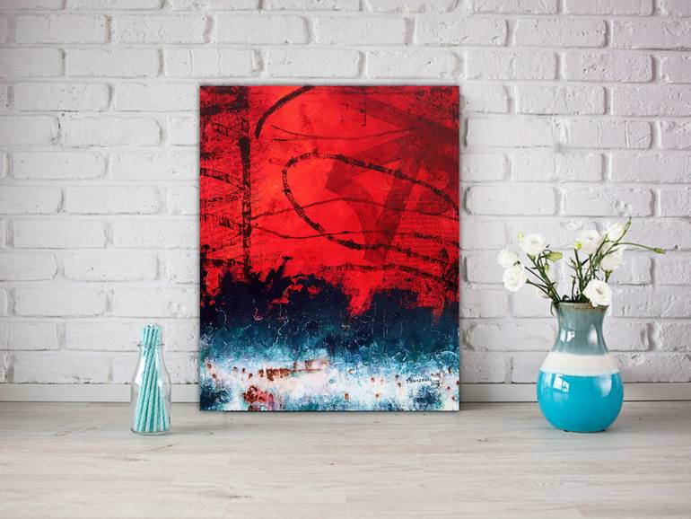 Original Abstract Expressionism Abstract Painting by Manzoor Elahi