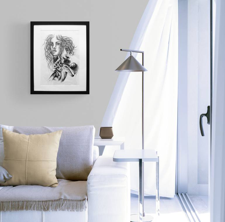 Original Black & White Abstract Drawing by Lu Orlova