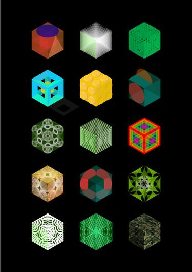 Original Geometric Mixed Media by David Gill