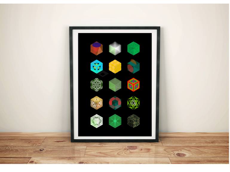 Original Geometric Mixed Media by David Gill