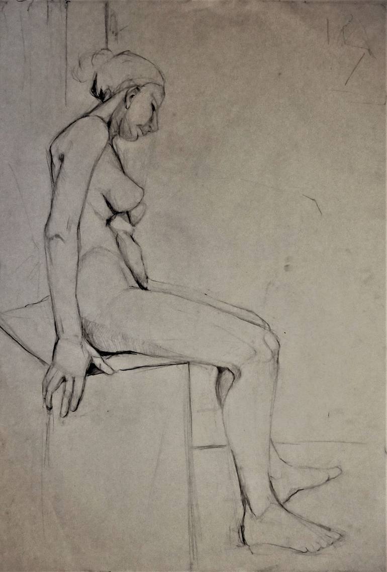 Original Nude Drawing by Doris Schmitz