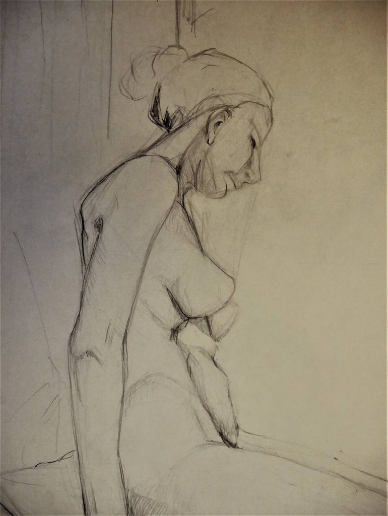 Original Nude Drawing by Doris Schmitz