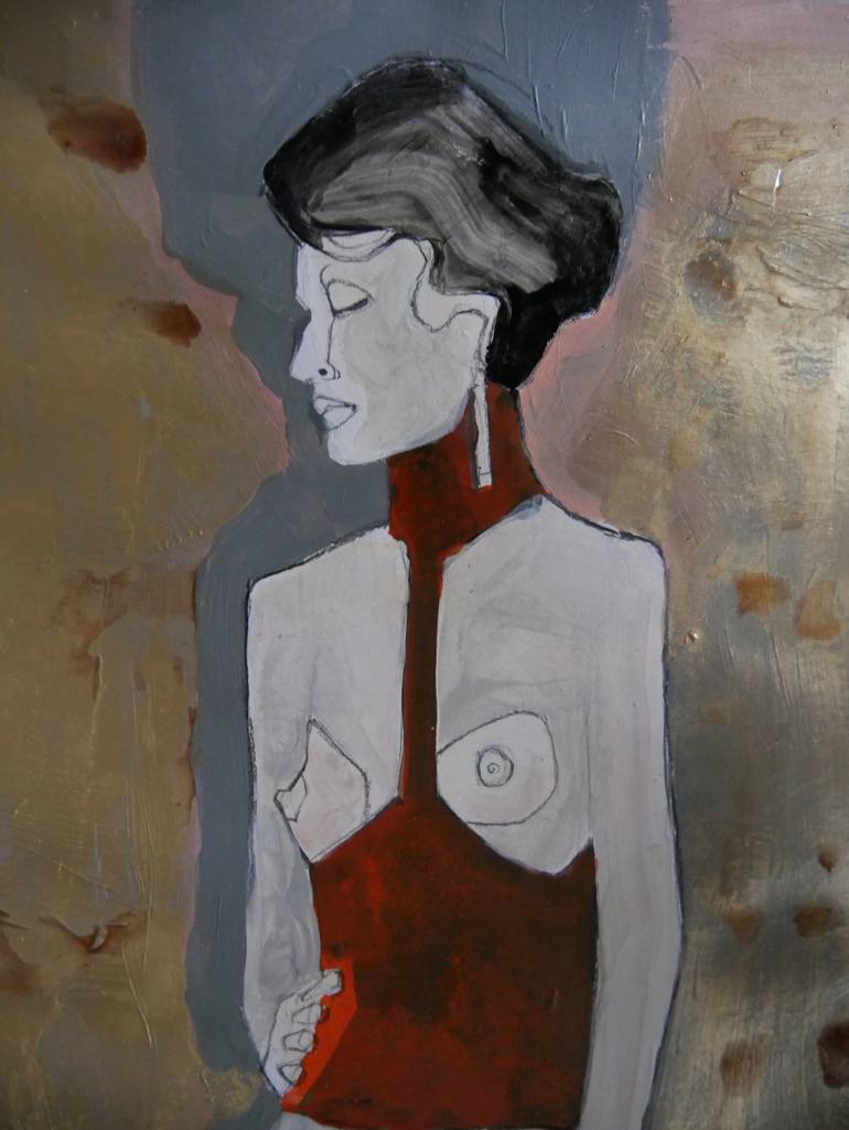 Original Art Deco Nude Painting by Doris Schmitz