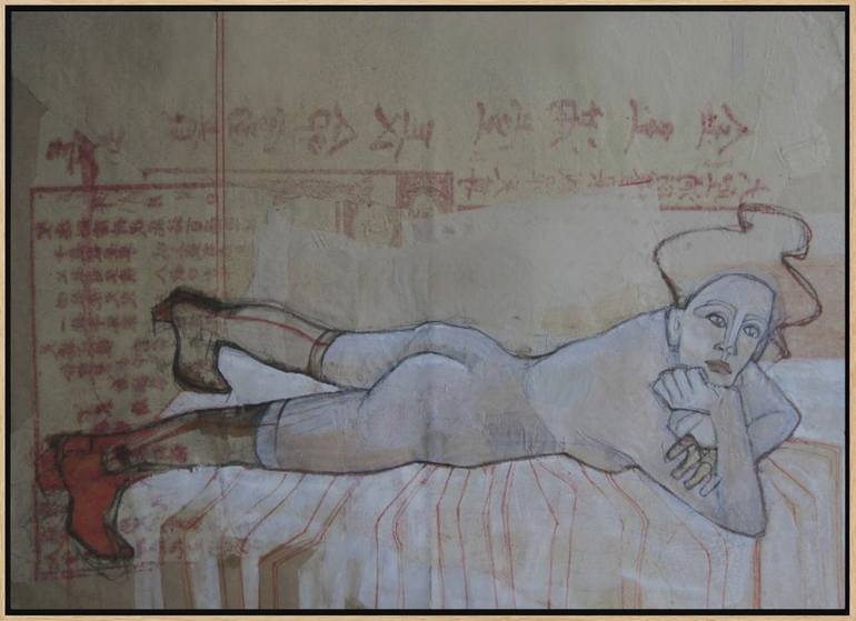 Original Figurative Erotic Drawing by Doris Schmitz