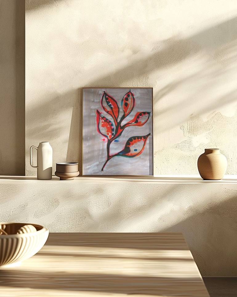 Original Art Deco Botanic Painting by Doris Schmitz